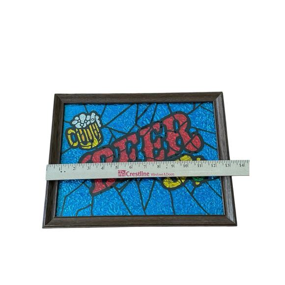 VTG Foil Beer Sign Glitter Art Glass Pub Room Bar Decor Framed Mancave She Shed - Picture 6 of 6